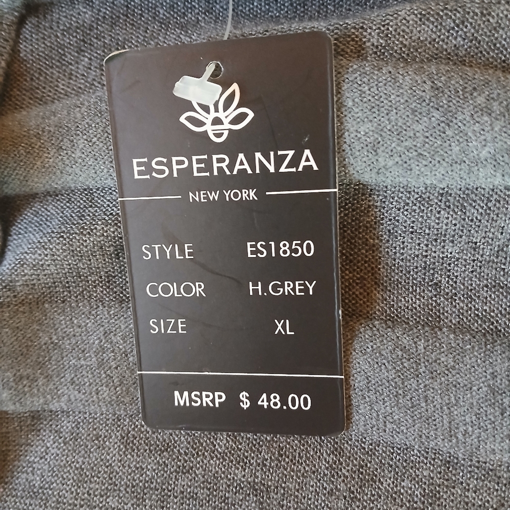 Esperanza Charcoal Open Front Shadow Striped Cardigan XL - Picture 9 of 9